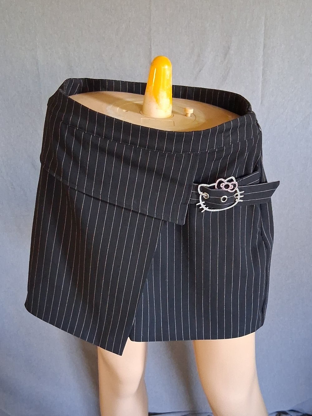 Hello Kitty Black Pinstripe Skort with Character Buckle